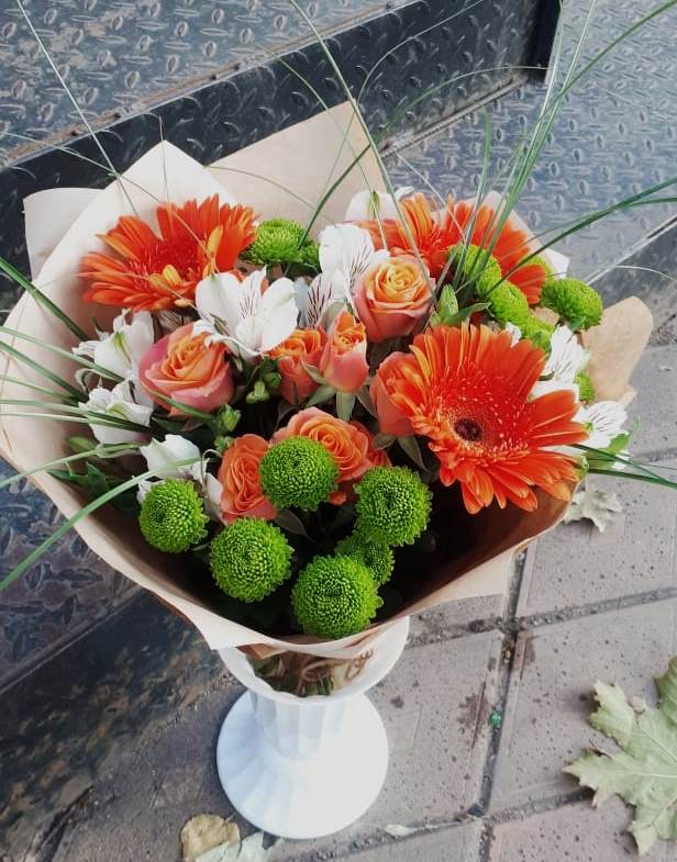 Букет цветов из: Герберы, Хризантемы, Альстромерии и Розы в Иваньково 