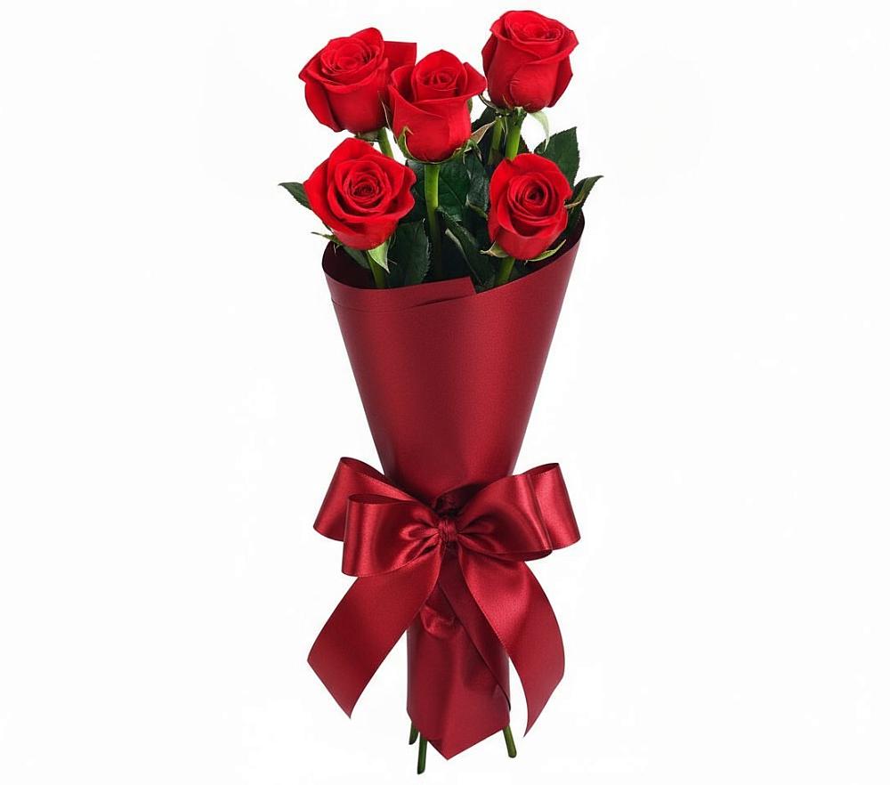 Букет 5 Красных роз Эдлесс Лав в Иваньково 