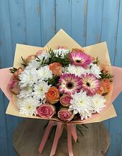 Букет цветов из:  Розы, Герберы и Хризантемы в Иваньково 