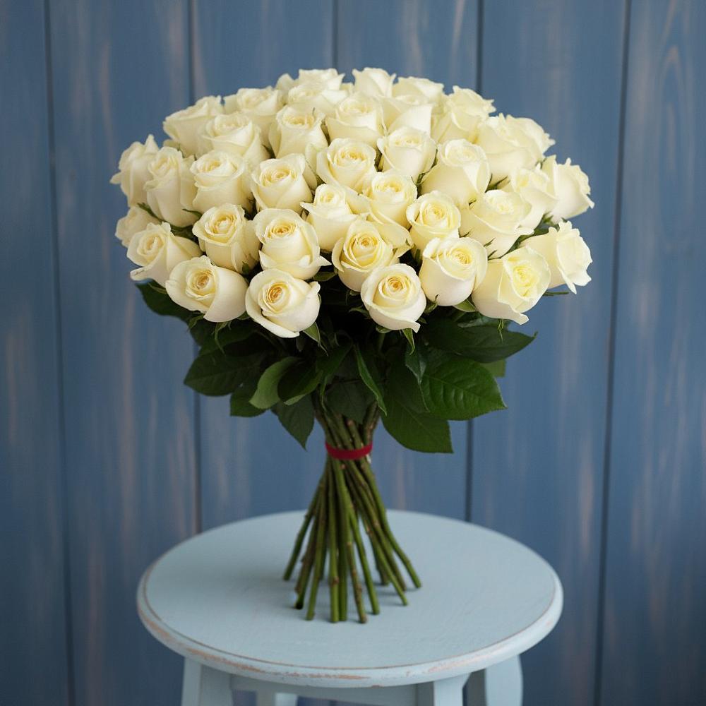 Букет 51 Белая роза Эдлесс Лав в Иваньково 