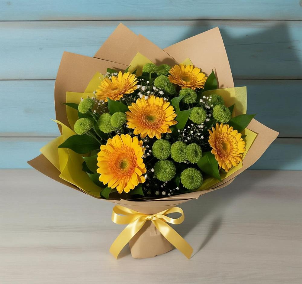 Букет цветов из: Герберы и Хризантемы в Иваньково 