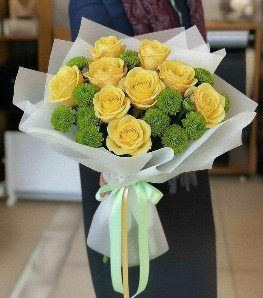 Букет цветов из: Хризантемы и Розы в Иваньково 