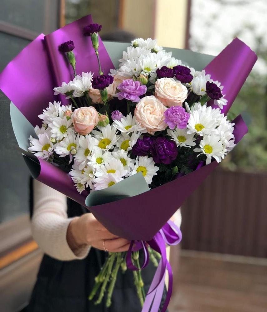 Букет цветов из: Хризантемы, Гвоздики и Розы в Иваньково 