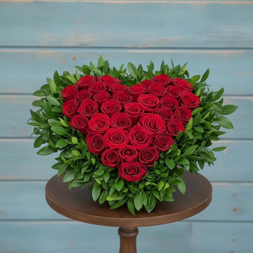 Цветочная композиция из Розы в виде сердца в Иваньково 