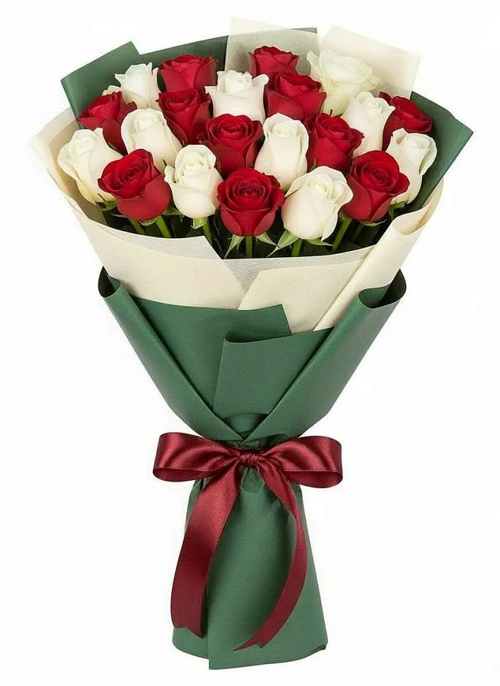 Букет Микс из красных и белых роз в Иваньково 