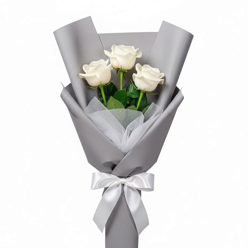 Букет 3 белые розы в Иваньково 