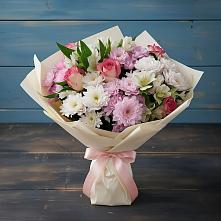 Букет цветов из:  Хризантемы, Альстромерии и Розы #REPLACE_PRED# Иваньково 