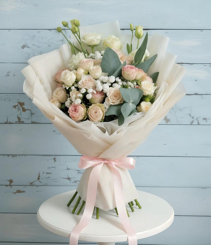 Букет цветов из: Розы и Лизиантусы в Иваньково 