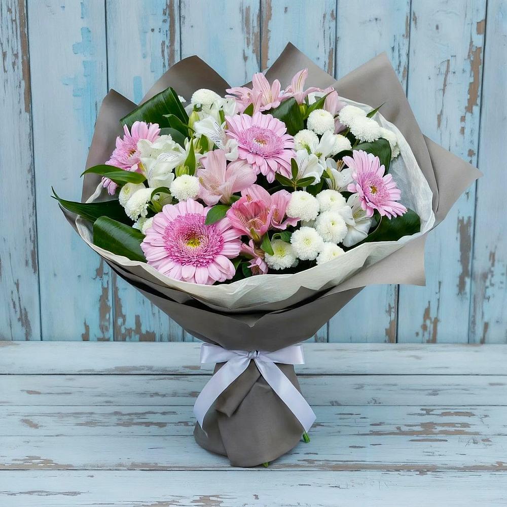 Букет цветов из: Герберы, Альстромерии и Хризантемы в Иваньково 