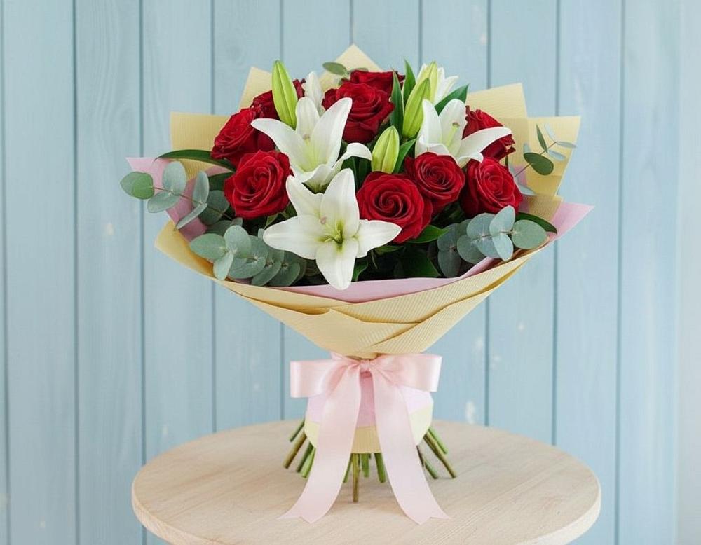 Букет цветов из: Лилии и Розы в Иваньково 